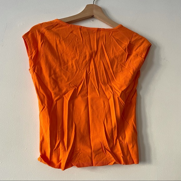 Vintage bright orange short sleeve muscle shirt with square neckline - Picture 4 of 4
